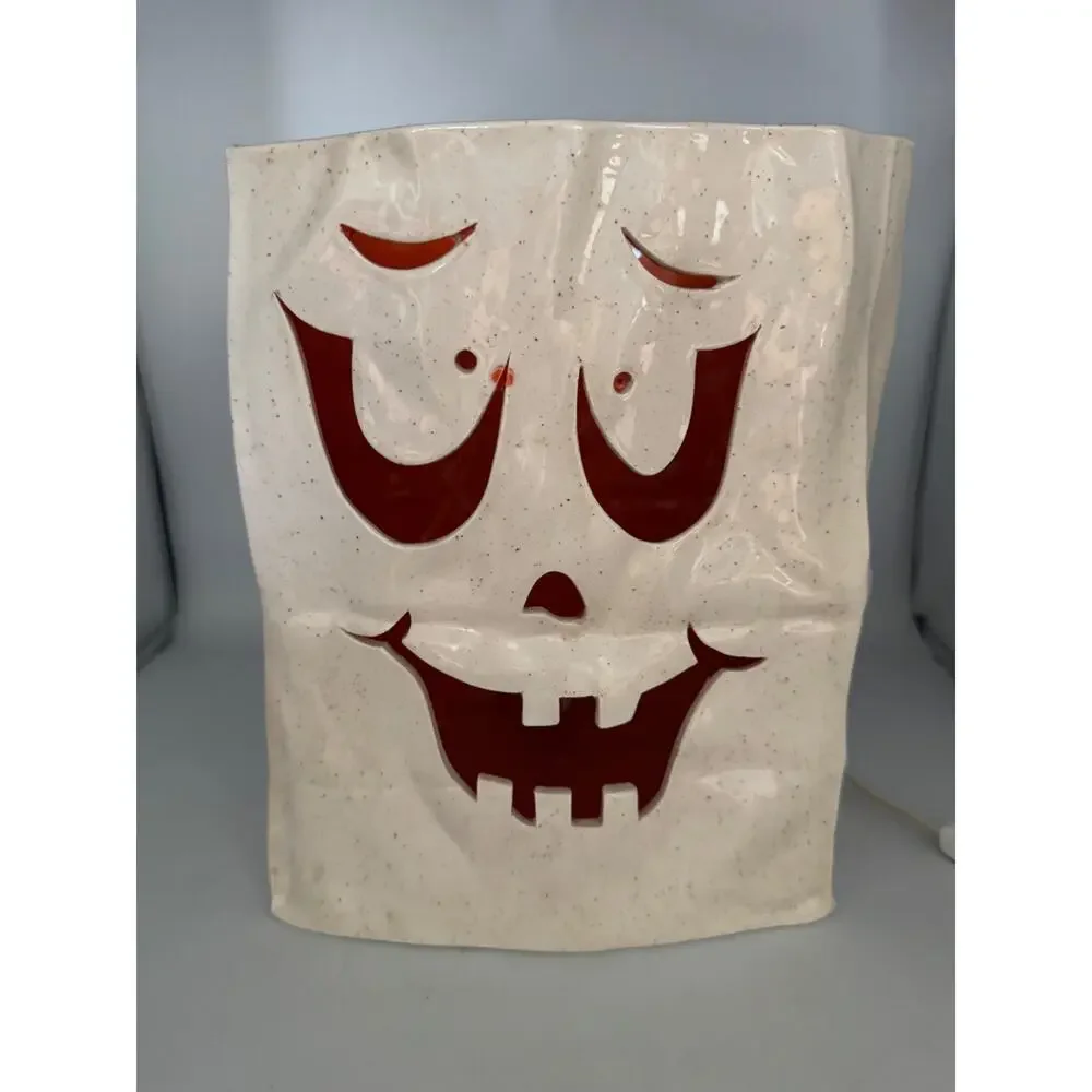 VTG Ceramic Jack-o-Lantern Pumpkin Luminary Corded Light-Up Halloween